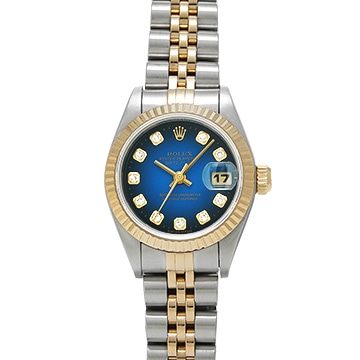 ロレックス デイトジャスト 69173G ブルー・グラデーション/ダイヤモンド レディース 時計 【中古】【wristwatch】
