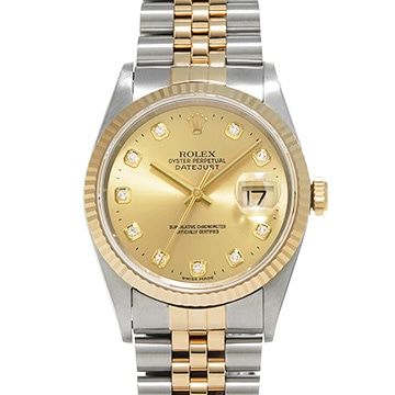 ロレックス デイトジャスト 16233G シャンパン/ダイヤモンド メンズ 時計 【中古】【wristwatch】