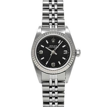 ロレックス オイスターパーペチュアル 76094 ブラック レディース 時計 【中古】【wristwatch】