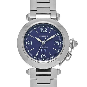 カルティエ パシャC ビッグデイト W31047M7 ブルー ユニセックス 時計 【中古】【wristwatch】