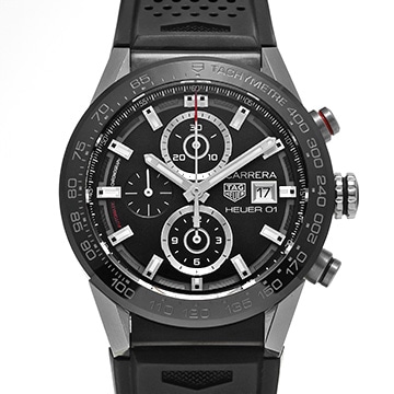 タグ ホイヤー カレラ キャリバーホイヤー01 クロノグラフ CAR201Z.FT6046 ブラック メンズ 時計 【中古】【wristwatch】