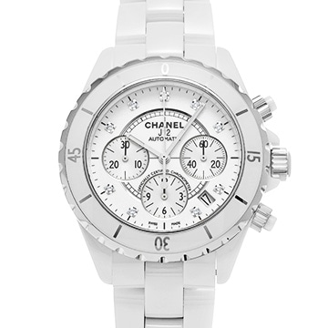 シャネル J12 クロノグラフ 41MM H2009 ホワイトラッカー/シルバー/ダイヤモンド メンズ 時計 【中古】【wristwatch】