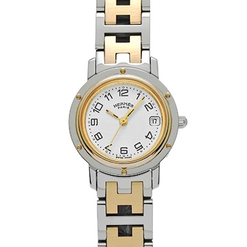 エルメス クリッパー CL4.220 ホワイト レディース 時計 【中古】【wristwatch】