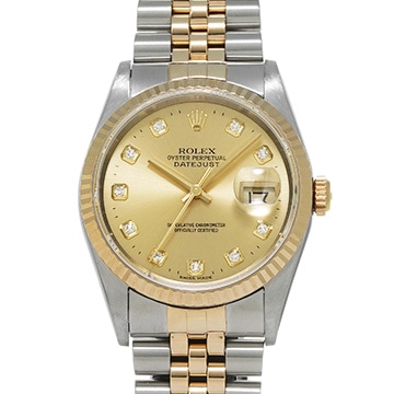 ロレックス デイトジャスト 16233G シャンパン/ダイヤモンド メンズ 時計 【中古】【wristwatch】