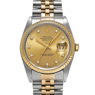 ロレックス デイトジャスト 16233G シャンパン/ダイヤモンド メンズ 時計 【中古】【wristwatch】