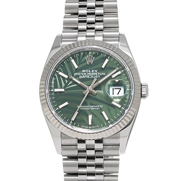 ロレックス デイトジャスト 36 126234 オリーブグリーン パームモチーフ メンズ 時計 【中古】【wristwatch】