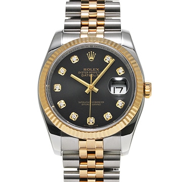 ロレックス デイトジャスト 116233G ブラック/ダイヤモンド メンズ 時計 【中古】【wristwatch】