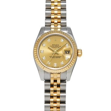 ロレックス デイトジャスト 179173G シャンパン/ダイヤモンド レディース 時計 【中古】【wristwatch】