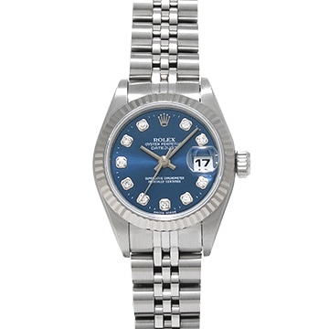 ロレックス デイトジャスト 69174G ブルー/ダイヤモンド レディース 時計 【中古】【wristwatch】