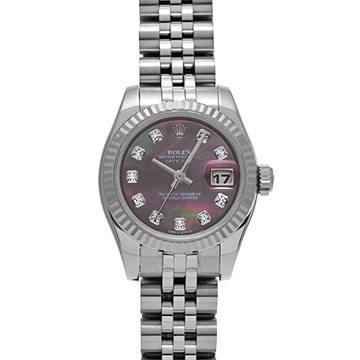 ロレックス デイトジャスト 179174NG ブラックシェル/ダイヤモンド レディース 時計 【中古】【wristwatch】