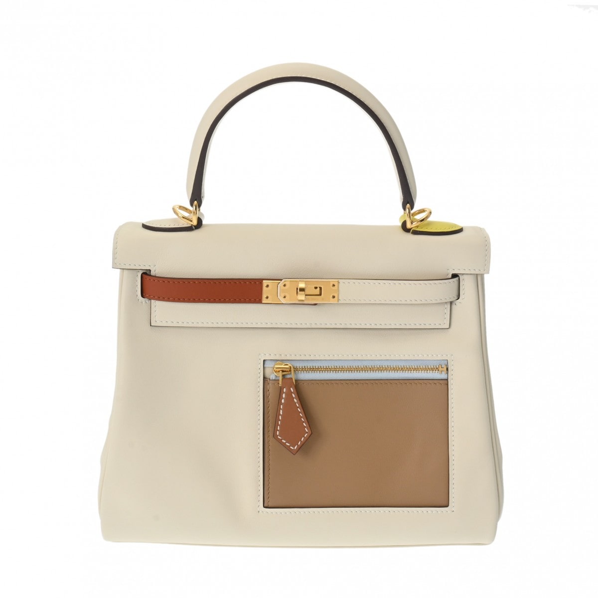 エルメス ケリー 25 内縫い カラーマティック 2WAY ナタ/キュイーブル/ライム/モーヴシルベストル/ブルーブリュム ヴォースイフト レディース バッグ 【未使用】【bag】