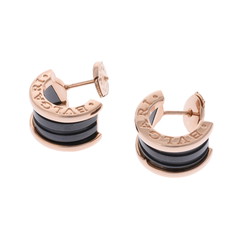 ブルガリ B.ZERO1ピアス ゴールド K18ピンクゴールド PG/ブラックセラミック レディース ジュエリー 【中古】【jewelry】