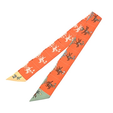 エルメス ツイリー HERMES PARADE オレンジ シルク100％ レディース 【中古】【other】