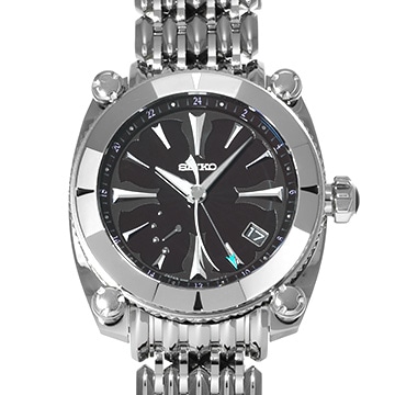 セイコー ガランテ スプリングドライブ GMT SBLA051 ブラック メンズ 時計 【中古】【wristwatch】