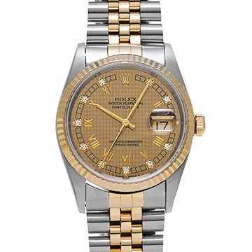 ロレックス デイトジャスト 16233G シャンパンハウンズトゥース/ダイヤモンド メンズ 時計 【中古】【wristwatch】