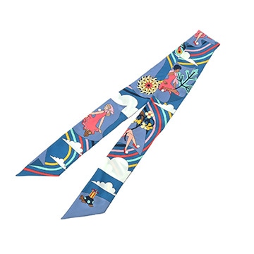 エルメス ツイリー 2023SS CARRES VOLANTS ブルー シルク100％ レディース 【中古】【other】