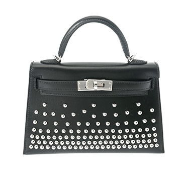 エルメス ミニケリー2 クルーテ 2WAY ブラック ボックスカーフ レディース バッグ 【中古】【bag】