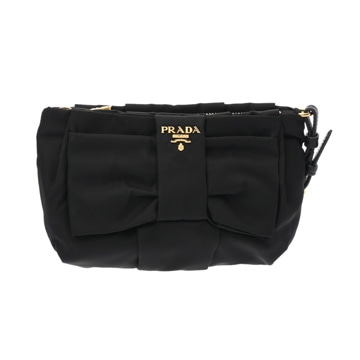 プラダ ポーチ ブラック/シルバー金具 1N1422 ナイロン ユニセックス 【中古】【bag】