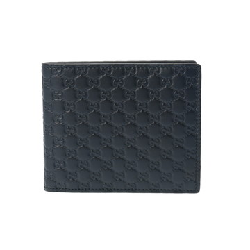 グッチ マイクログッチシマ ネイビー 544472 レザー レディース 財布 【中古】【purse】