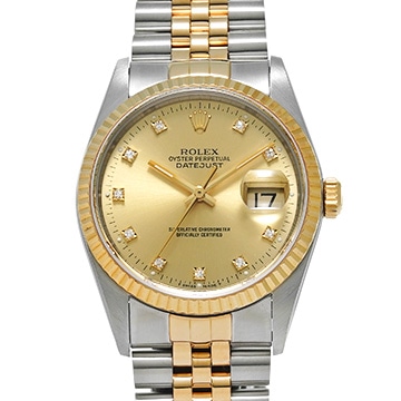 ロレックス デイトジャスト 16233G シャンパン/ダイヤモンド メンズ 時計 【中古】【wristwatch】