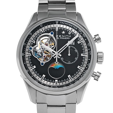 ゼニス クロノマスター エル・プリメロ オープン ムーン＆サンフェイズ 03.2160.4047/21.M2160 ブラック メンズ 時計 【中古】【wristwatch】