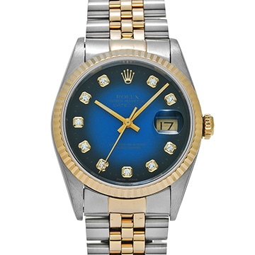 ロレックス デイトジャスト 16233G ブルー・グラデーション/ダイヤモンド メンズ 時計 【中古】【wristwatch】