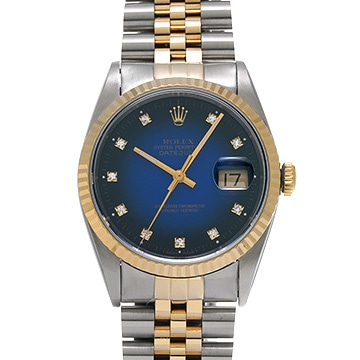 ロレックス デイトジャスト 16233G ブルー・グラデーション/ダイヤモンド メンズ 時計 【中古】【wristwatch】