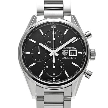 タグ ホイヤー カレラ キャリバー16 クロノグラフ CBK2110.BA0715 ブラック メンズ 時計 【中古】【wristwatch】