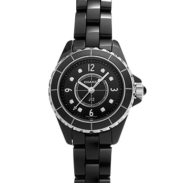 シャネル J12 29MM H2569 ブラックラッカー/ダイヤモンド レディース 時計 【中古】【wristwatch】