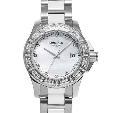 ロンジン コンクエスト 35 L3.280.0.87.6 ホワイトシェル/ダイヤモンド レディース 時計 【中古】【wristwatch】