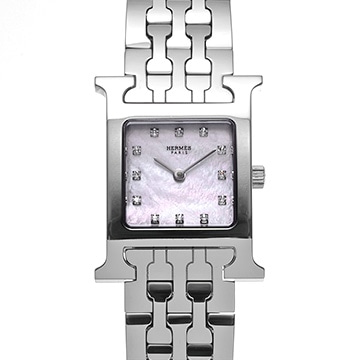 エルメス Hウォッチ HH1.210.285 ピンクシェル/ダイヤモンド レディース 時計 【中古】【wristwatch】