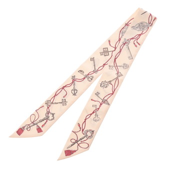 エルメス ツイリー LES CLES A POIS ピンクベージュ シルク100％ レディース 【中古】【other】