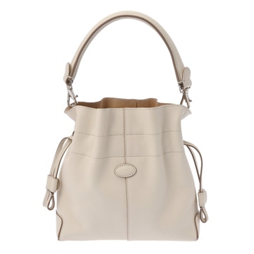 トッズ Di ドローストリング バケット バッグ ミニ ホワイト XBWDBSU0100S85B015 フルグレインレザー レディース バッグ 【中古】【bag】