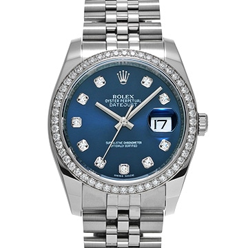 ロレックス デイトジャスト 36 116244G ブルー/ダイヤモンド メンズ 時計 【中古】【wristwatch】