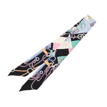 エルメス ツイリー CLIQUETIS ブラック 061574S シルク100％ レディース 【中古】【other】