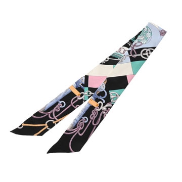 エルメス ツイリー CLIQUTIS ブラック 061574S シルク100％ レディース 【中古】【other】