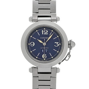 カルティエ パシャC ビッグデイト W31047M7 ブルー ユニセックス 時計 【中古】【wristwatch】