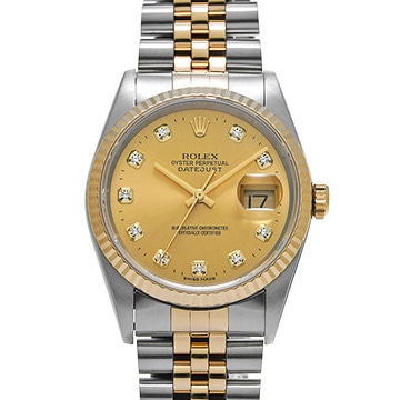 ロレックス デイトジャスト 16233G シャンパン/ダイヤモンド メンズ 時計 【中古】【wristwatch】