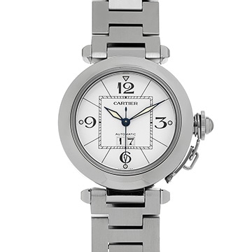 カルティエ パシャC ビッグデイト W31055M7 ホワイト ユニセックス 時計 【中古】【wristwatch】