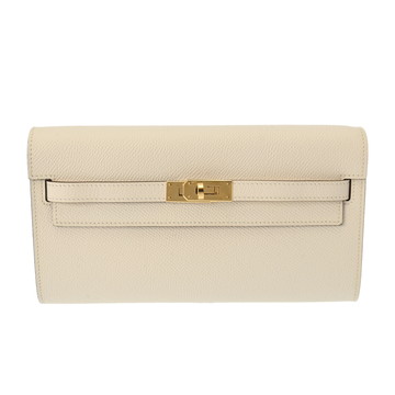 エルメス ケリーウォレット ロングトゥーゴー ナタ/セサミ ヴォーエプソン レディース 財布 【中古】【purse】