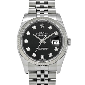 ロレックス デイトジャスト 116234G ブラック/ダイヤモンド メンズ 時計 【中古】【wristwatch】