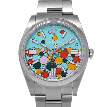 ロレックス オイスターパーペチュアル 41 124300 ターコイズブルー セレブレーションモチーフ メンズ 時計 【中古】【wristwatch】
