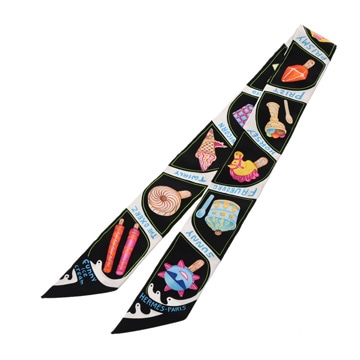 エルメス ツイリー FUNNY ICE CREAM ノワール/ブロン/マルチカラー 064109S シルク100％ レディース 【新品】【other】