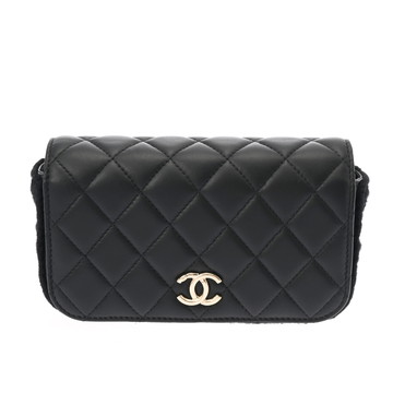 シャネル マトラッセ フラップフォンケース ブラック AP2533 ラムスキン レディース バッグ 【中古】【bag】
