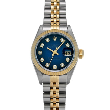 ロレックス デイトジャスト 69173G ブルー・グラデーション/ダイヤモンド レディース 時計 【中古】【wristwatch】