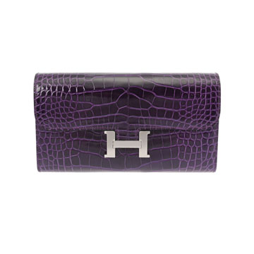 エルメス コンスタンスロング トゥーゴー カシス アリゲーターリセ ユニセックス 財布 【中古】【purse】