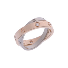 カルティエ ビーラブリング #50 シルバー B4094350 K18ピンクゴールド PG/K18ホワイトゴールド WG レディース ジュエリー 【中古】【jewelry】