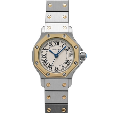 カルティエ サントス オクタゴン SM W2001683 アイボリー レディース 時計 【中古】【wristwatch】