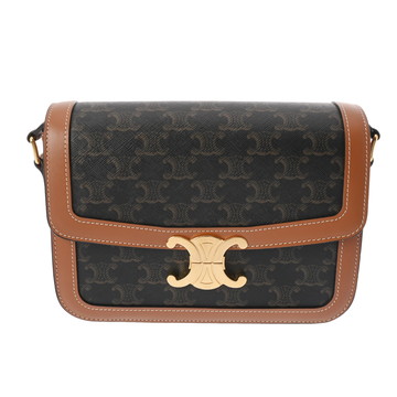 セリーヌ クラシック トリオンフバッグ タン 191242BZ4.04LU トリオンフ キャンバス/カーフ レディース バッグ 【中古】【bag】