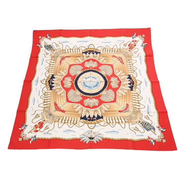 エルメス カレ 90 RAILING レッド シルク100％ レディース 【中古】【other】